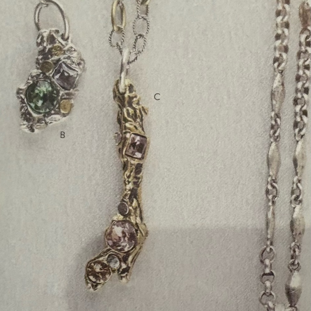 Waxing Poetic Silver and Gold Charm with Gem Accents
